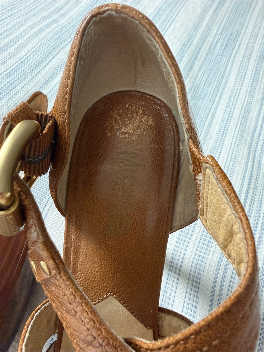 MICHAEL Michael Kors Brown Leather Strappy Platform Heels Size 8.5 - Picture 6 of 12